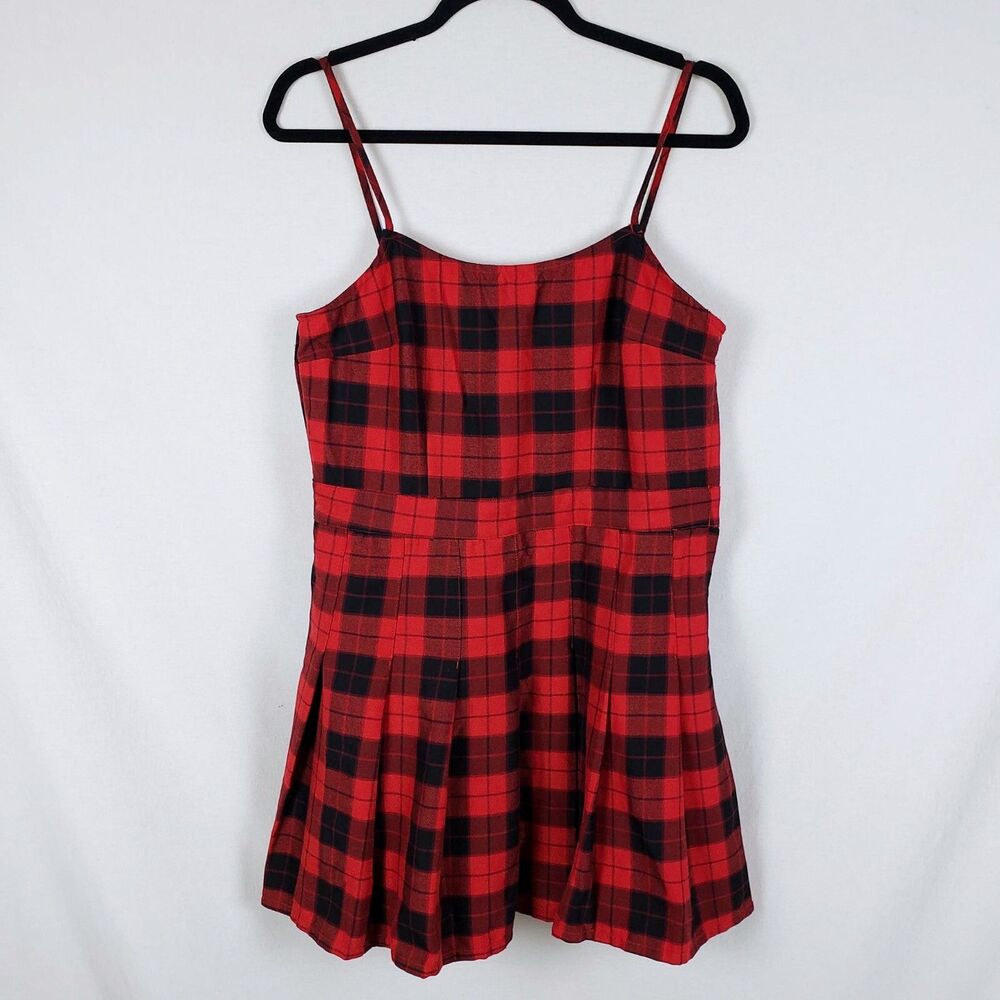 H&M Divided Plaid Skater Dress Pleated Womens M Mini Indie Sleaze Punk Grunge